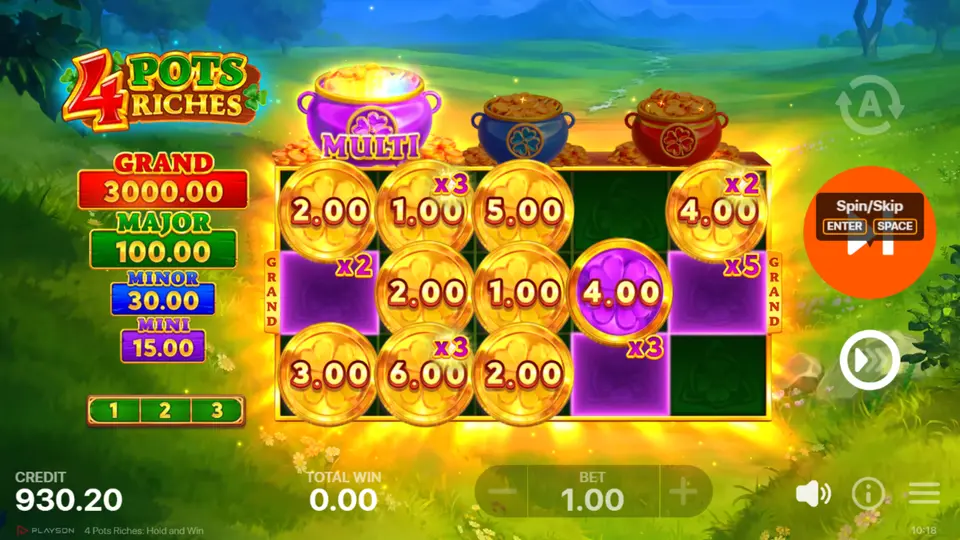 Bonus Game in progress with re-spins counter and Bonus symbol values