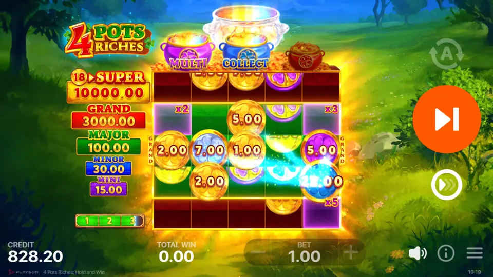 Super Pot Bonus Game expanded 5x5 grid with Collect Feature
